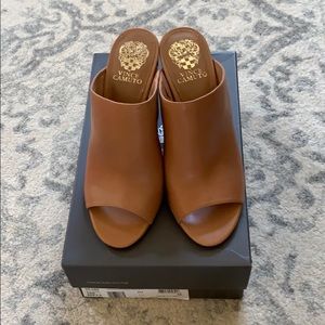Tan leather Vince Camuto Mules